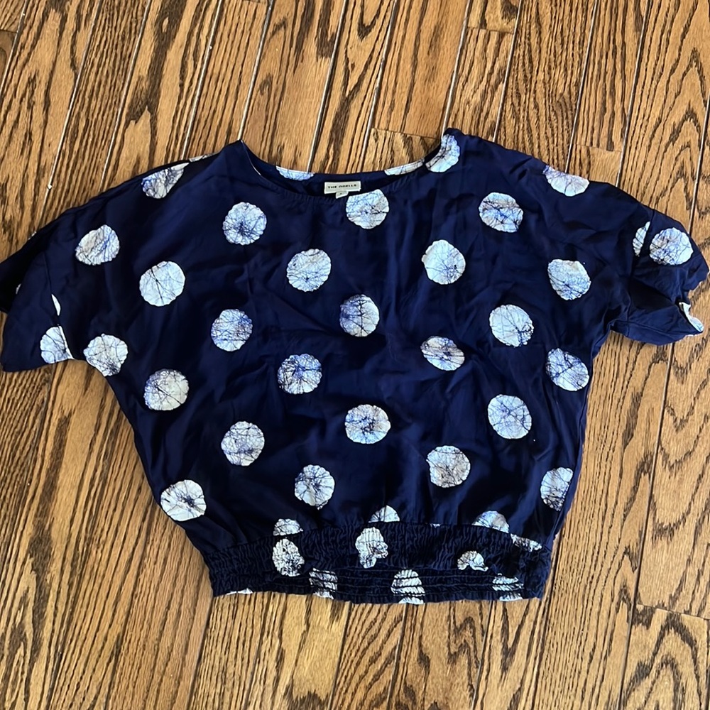 Anthro size S polka dot shirt, brand “the odells”